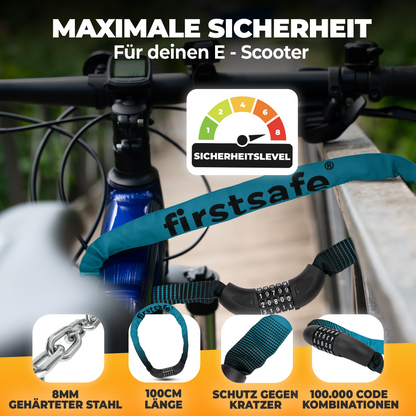 firstsafe® Fahrrad Kettenschloss mit Zahlencode