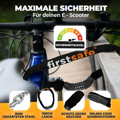 firstsafe® Fahrrad Kettenschloss mit Zahlencode