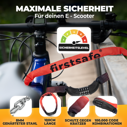 firstsafe® Fahrrad Kettenschloss mit Zahlencode