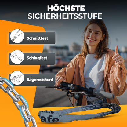 firstsafe® Fahrrad Kettenschloss mit Zahlencode