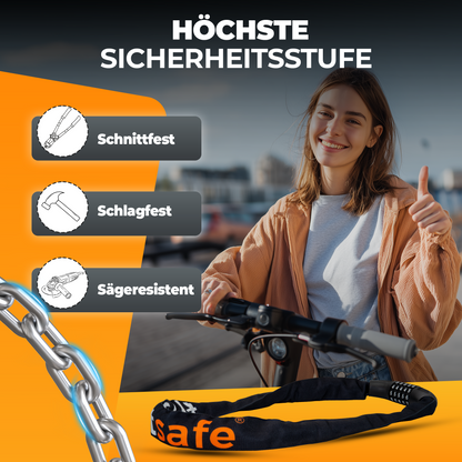firstsafe® Fahrrad Kettenschloss mit Zahlencode
