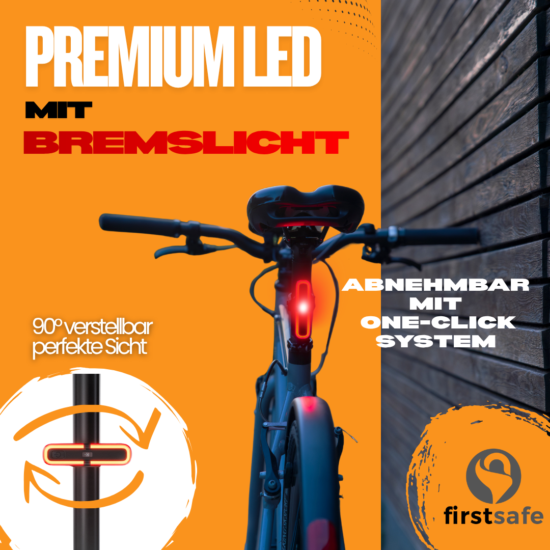 firstsafe® Fahrradlicht-Set Fernlicht & Bremslicht