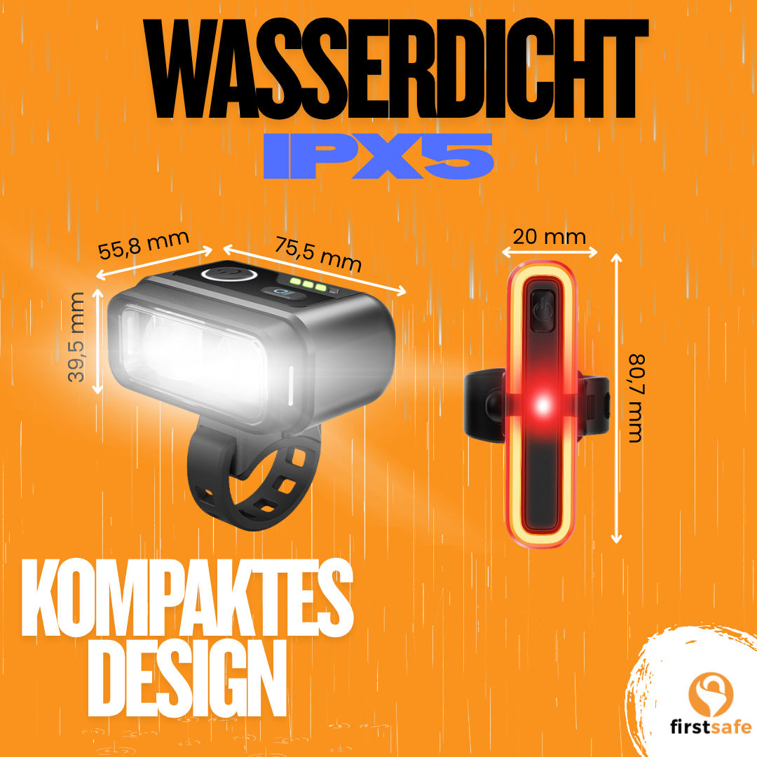 firstsafe® Fahrradlicht-Set Fernlicht & Bremslicht