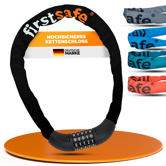 firstsafe® Fahrrad Kettenschloss mit Zahlencode