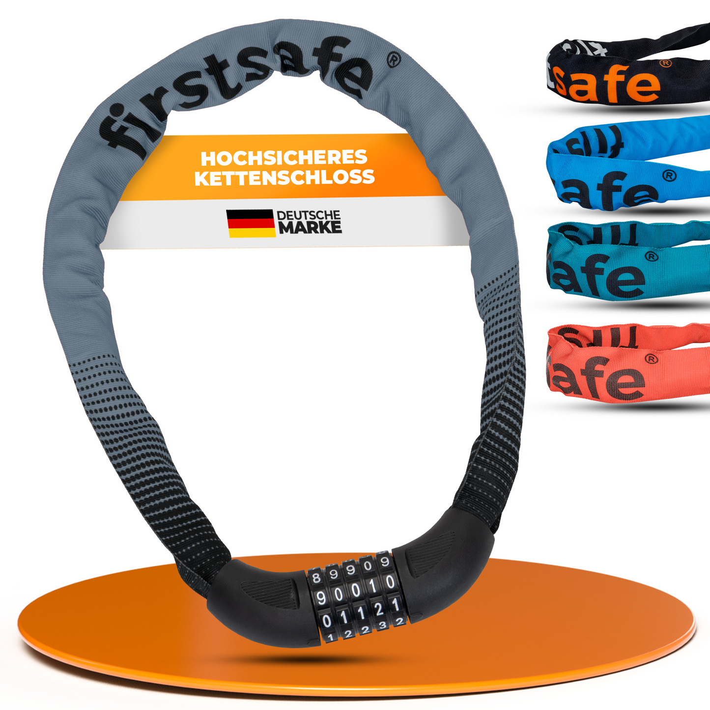 firstsafe® Fahrrad Kettenschloss mit Zahlencode