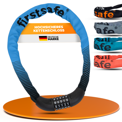firstsafe® Fahrrad Kettenschloss mit Zahlencode